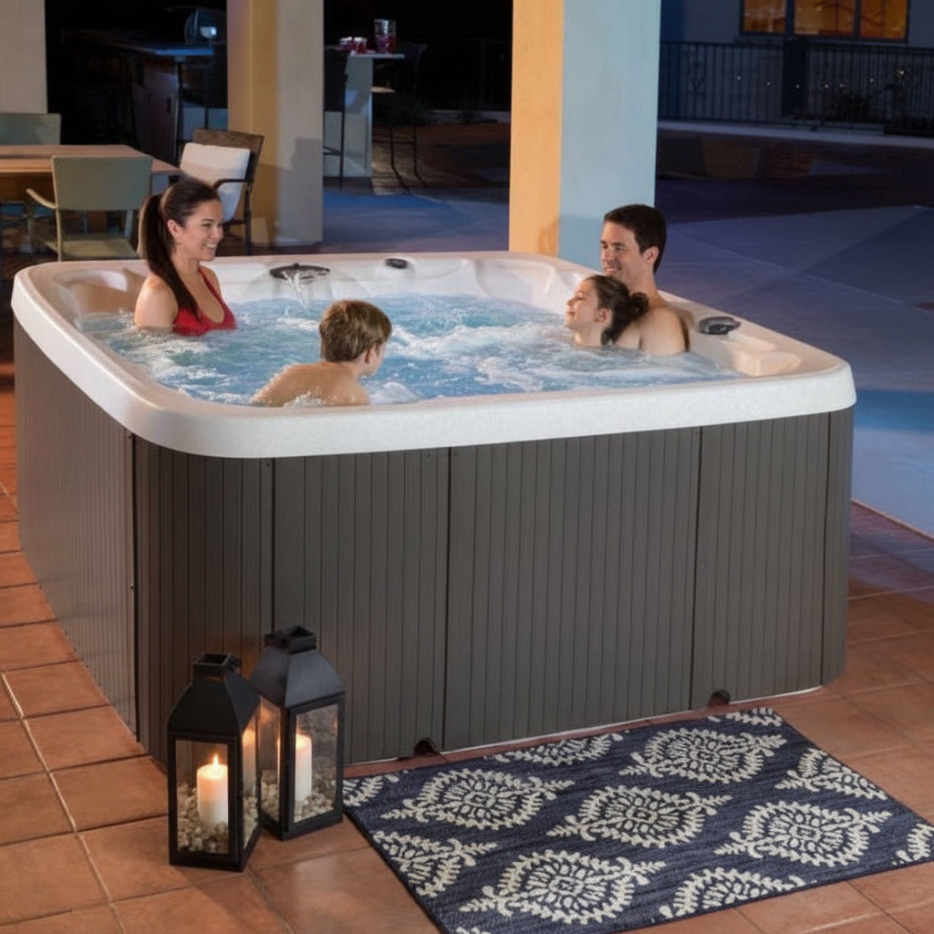 LS700DX Pillow Bundle - 7 Person, 90-Jet, 220-Volt, Sea Salt/ Coastal Gray with Spa Pillows Included!